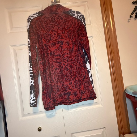 Crazy Train Cow Print & Paisley 1/4 Zip - S - Picture 2 of 5